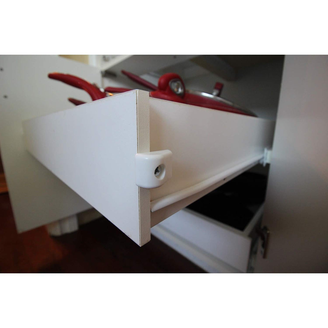 Drawer Slide Bumpers for Roll Out Shelves 10 Pack - Silver White Plastic - Diamond Home USA