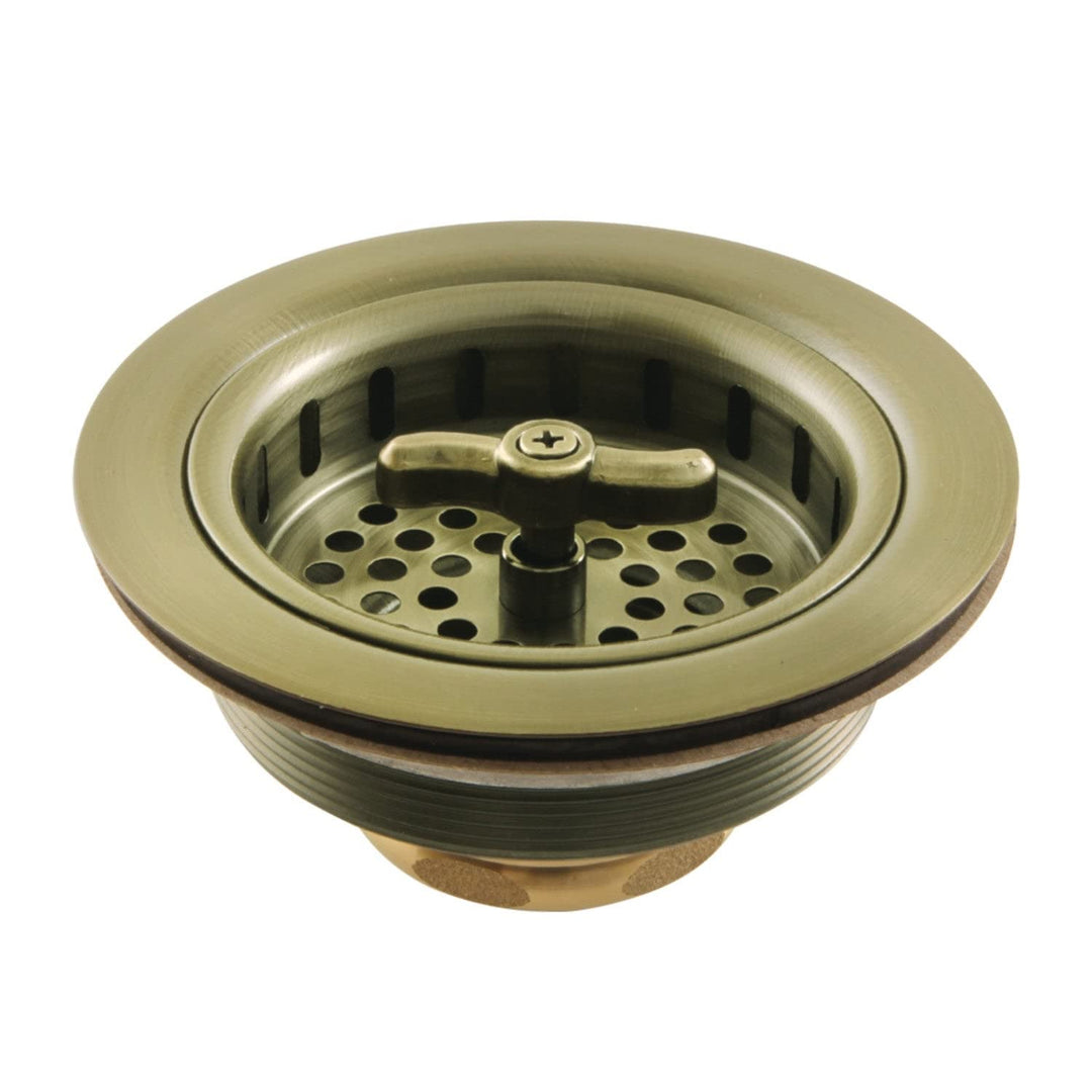 Kingston Brass Tacoma Spin and Seal Sink Basket Strainer Antique Brass Antique