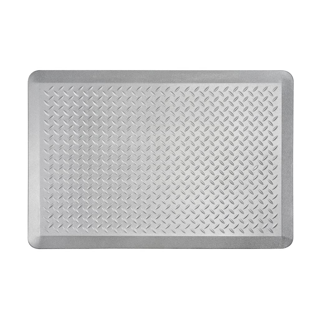 Anti-Fatigue Floor Mat Tread Plate Pattern 24"x36"x2/3 24"x36" Silver