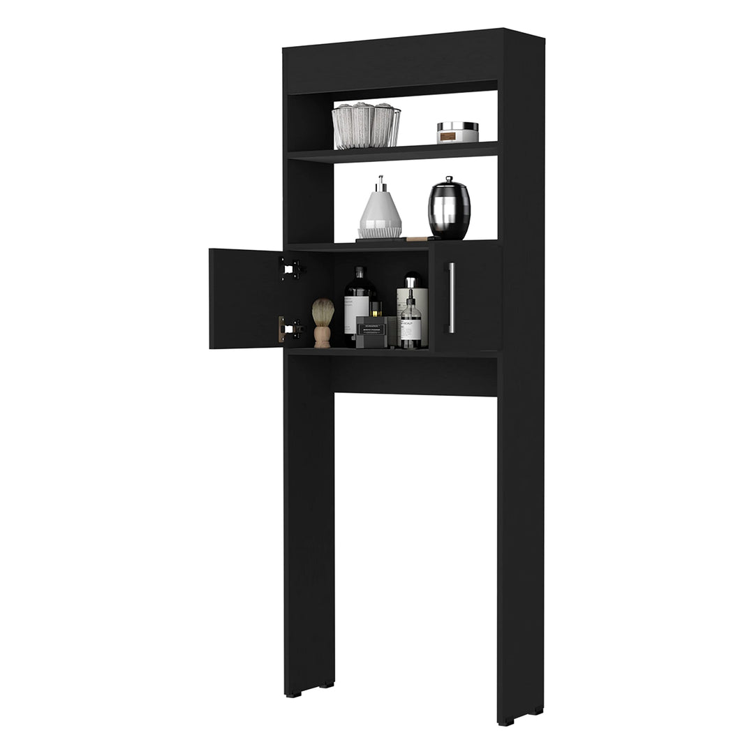 Over The Toilet Cabinet Black Modern Contemporary MDF Natural Finish Includes - Diamond Home USA