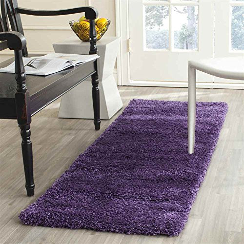 SAFAVIEH Milan Shag Collection Runner Rug - 2' x 10' Purple Solid Design - Diamond Home USA