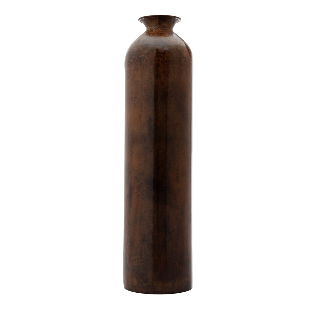 Stone Bronze Finish Bottle Vase 5x5x19.5 Brown Brass - Diamond Home USA
