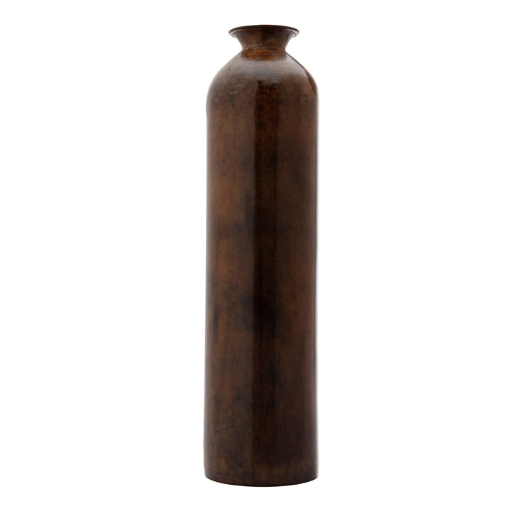 Stone Bronze Finish Bottle Vase 5x5x19.5 Brown Brass - Diamond Home USA