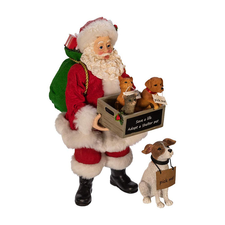 Kurt Adler 10.5-Inch Fabriché™ Adopt-a-Pet Santa with Dog 2 Piece Set