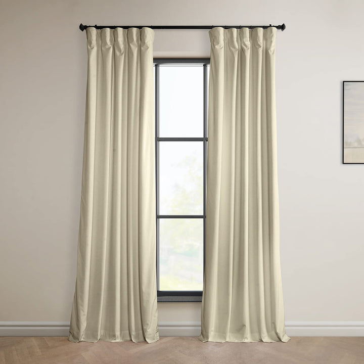 HPD HALF PRICE DRAPES Signature Plush Velvet Blackout Curtains for Bedroom (1 50 X 96 - Angora Beige