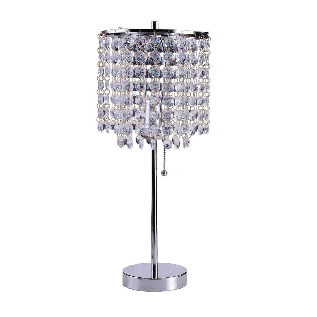 Art Glam Dangling Crystal Table Lamp Grey Chrome