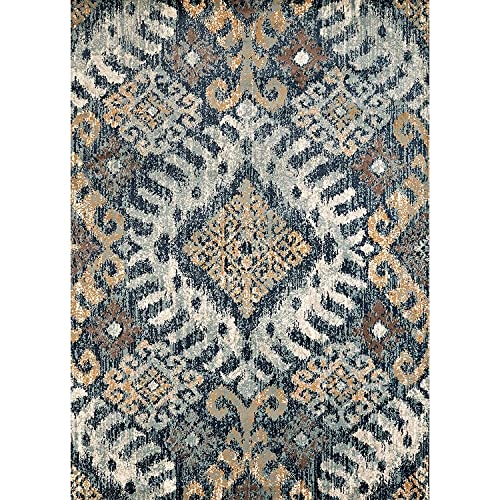 Westfield Home Sphinx Zaire Area Rug Blue/Navy 1'10" x 7'3" 8' Runner Ivory - Diamond Home USA