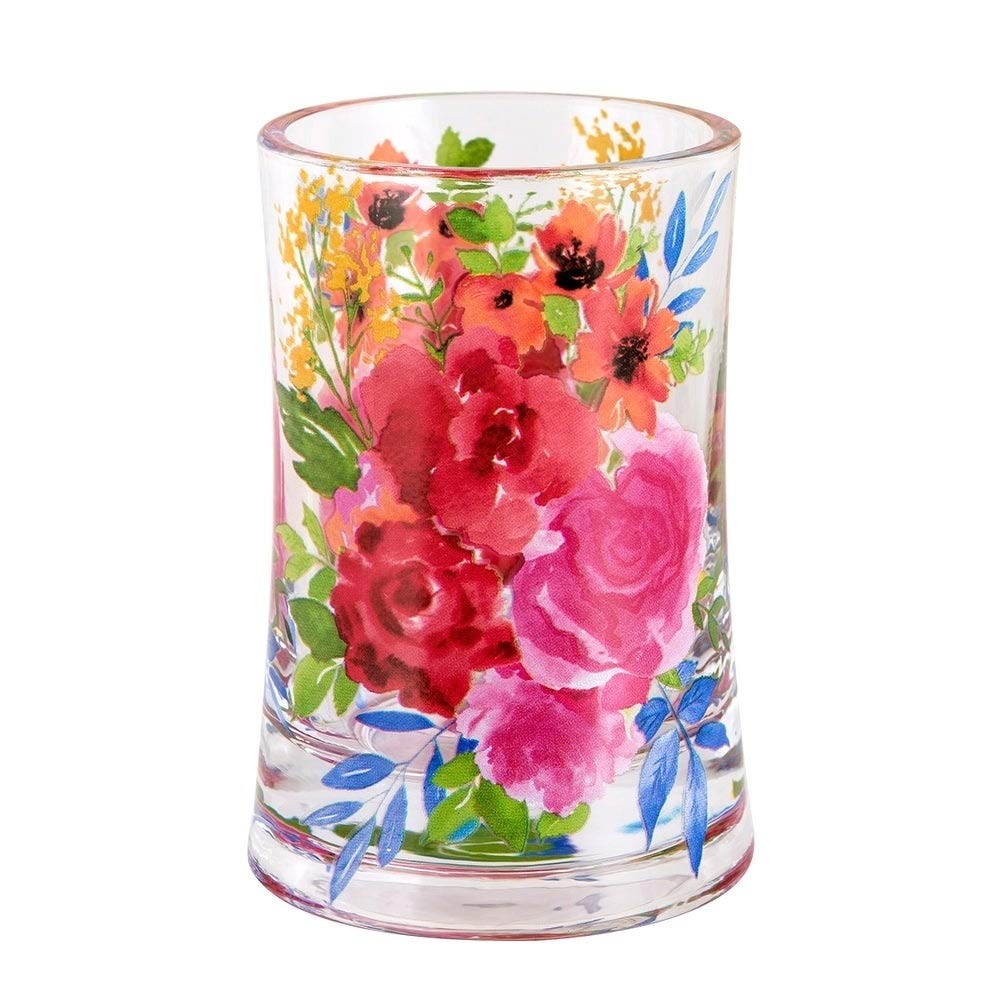 Floral Burst Tumbler Modern Contemporary Glass Single Piece