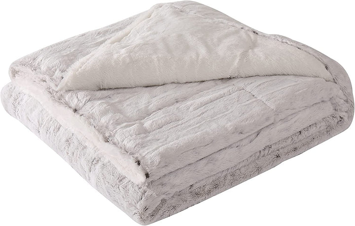 Christian Siriano - Luxurious Snow Leopard Fur Filled Neutral Throw (60" x - Diamond Home USA