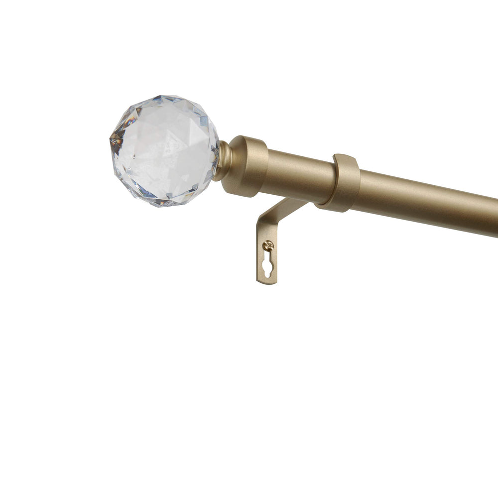 Exclusive Home Crystal Ball 1" Curtain Rod and Coordinating Finial Set Gold - Diamond Home USA
