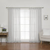 Aurora Home Textured Faux Linen Romantic Tie Top Curtain Panel Pair Light Grey 52 X 84 - Light grey