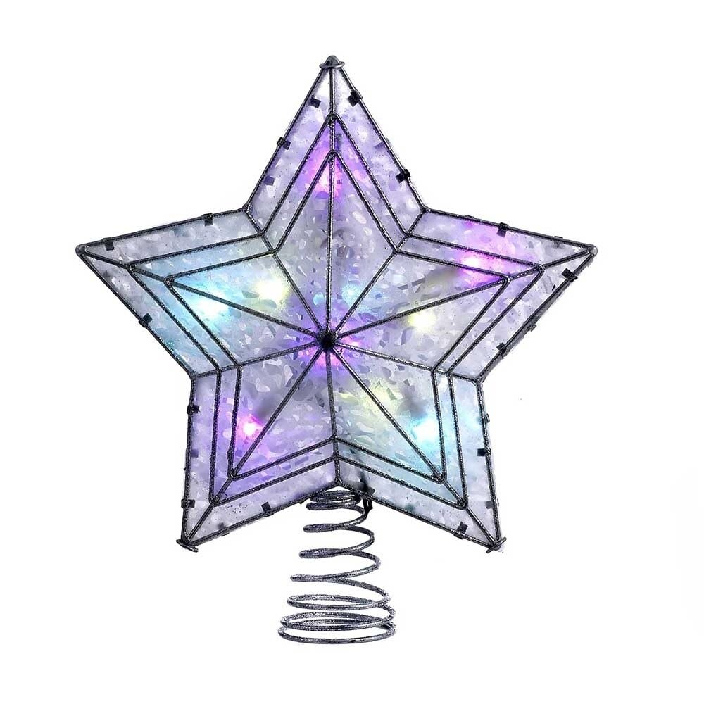 10-Light Led Color-Changing Star Treetop Multi Color Metal