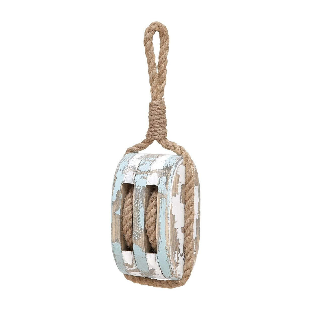 Wood/Rope Decorative Pulley Multi Color Farmhouse Wood Antique - Diamond Home USA