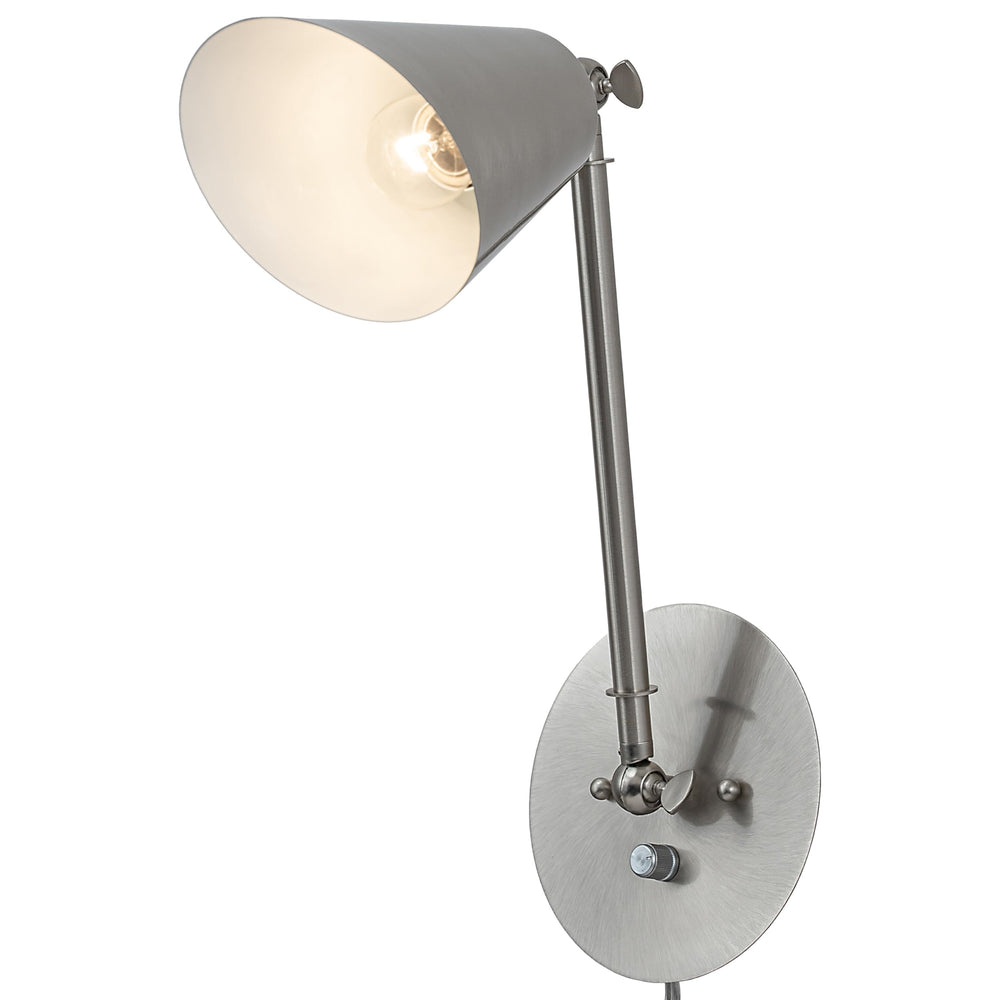 Brushed Nickel Dimmable Swing Arm Wall Sconce Silver Mid-Century Modern - Diamond Home USA