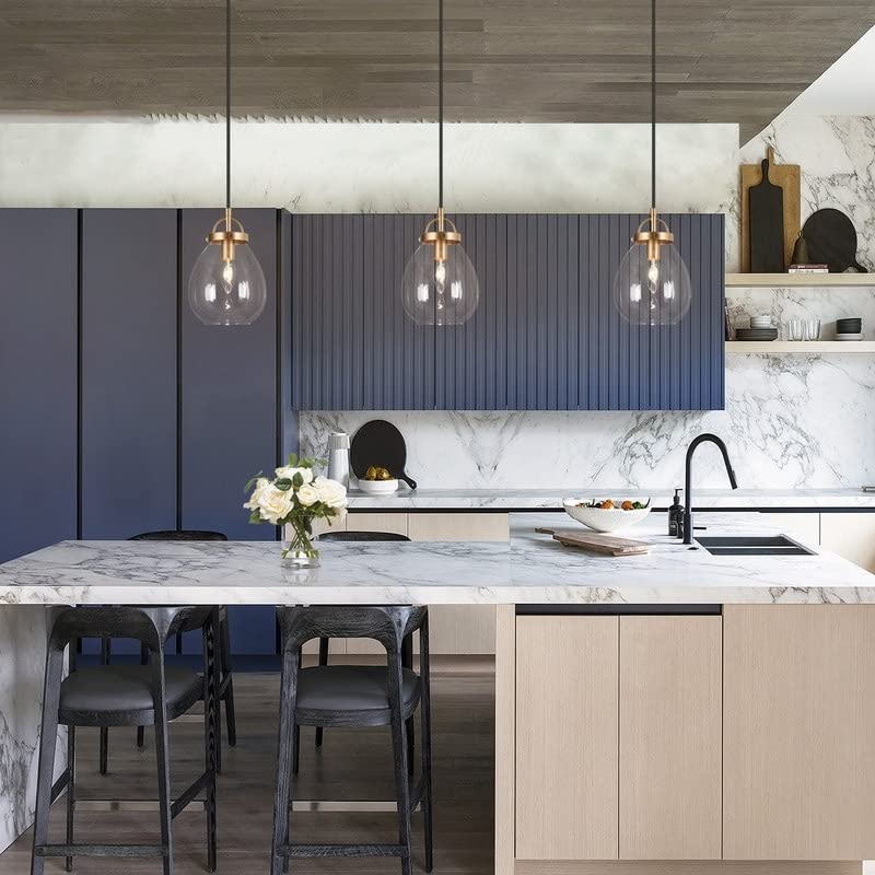 Modern Gold 1-Light Glass Island Lights for Dining Room 6inch D X 9inch H - Diamond Home USA