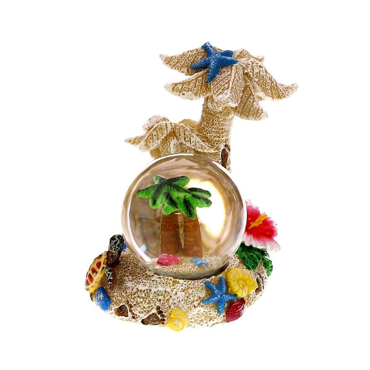 Beach Palm Tree Snow Globe with Sparkling Glitter Multi Color Novelty Glass - Diamond Home USA