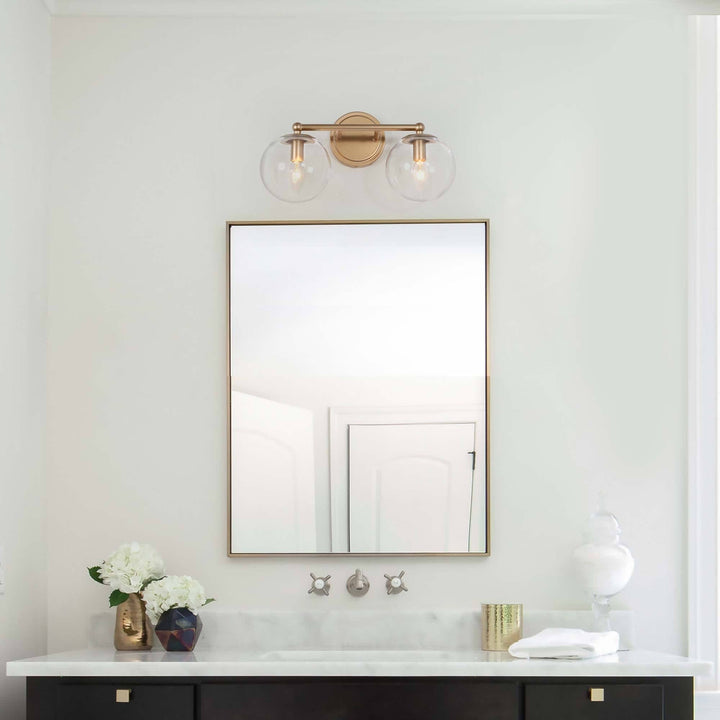 Modern Gold 2-light Bathroom Vanity Lights Globe Glass Orb Wall Sconces L 15" - Diamond Home USA