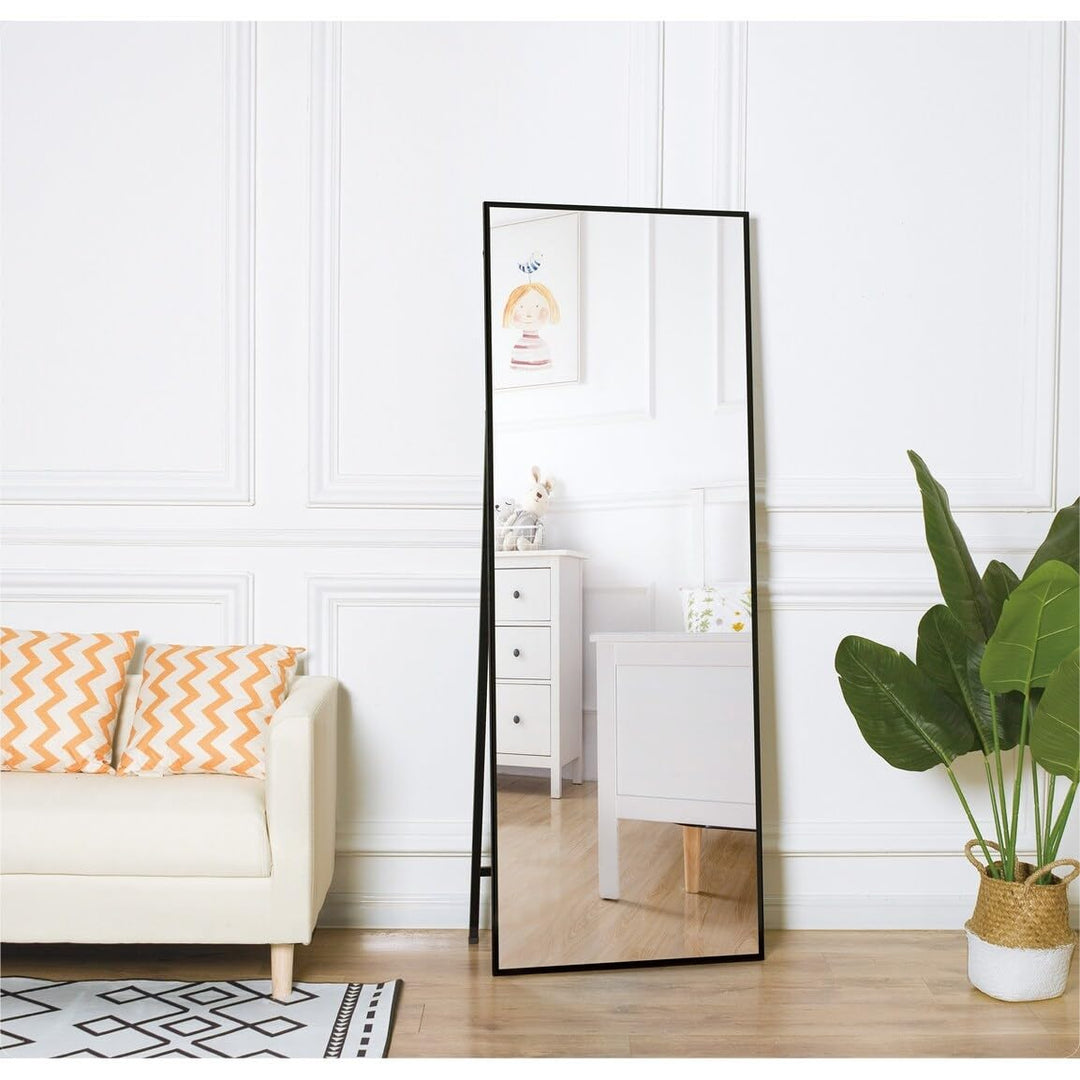 Full Length Mirror Standing Black 65''x22' Silver