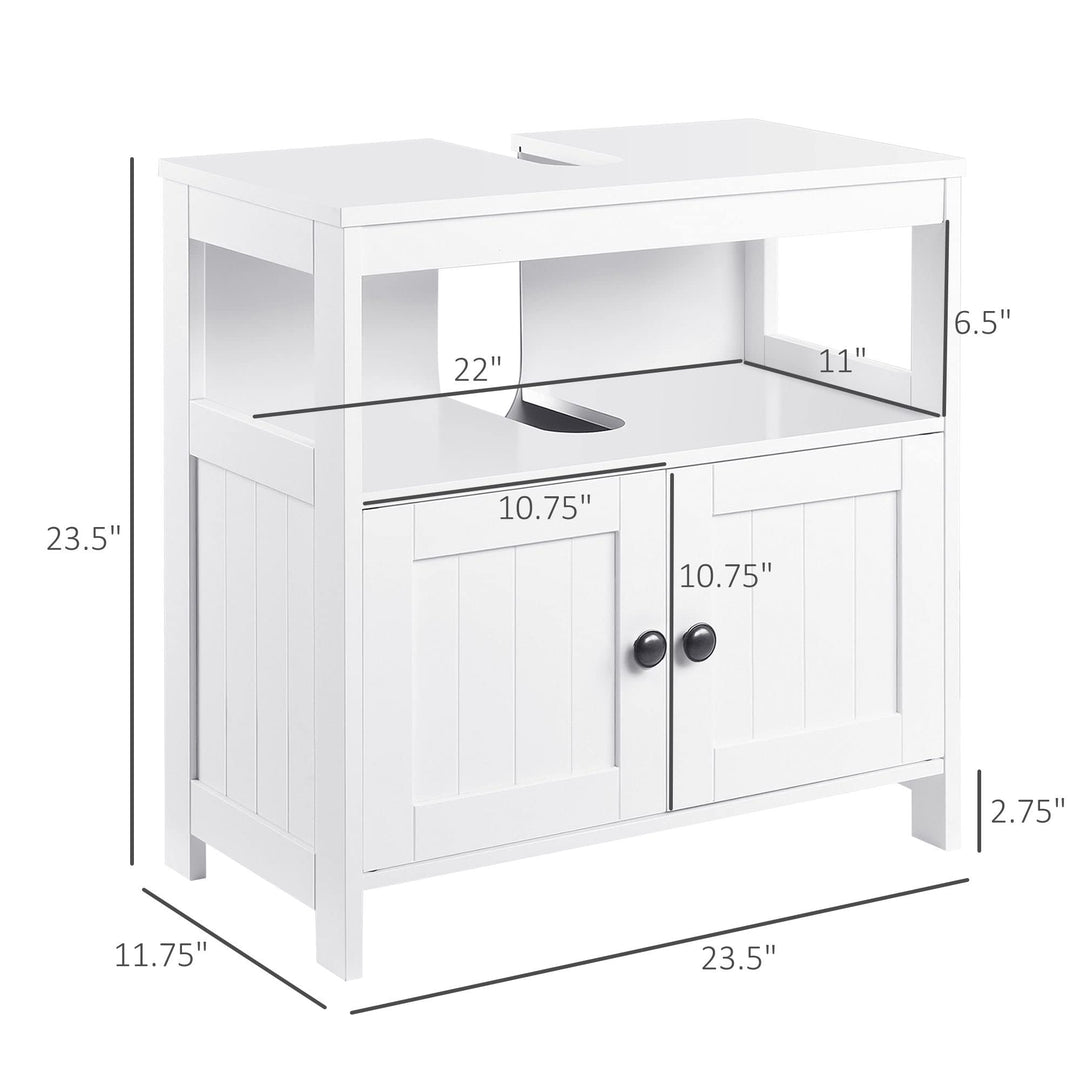 Pedestal Under Sink Cabinet with Double Doors Modern Bathroom Vanity Storage - Diamond Home USA