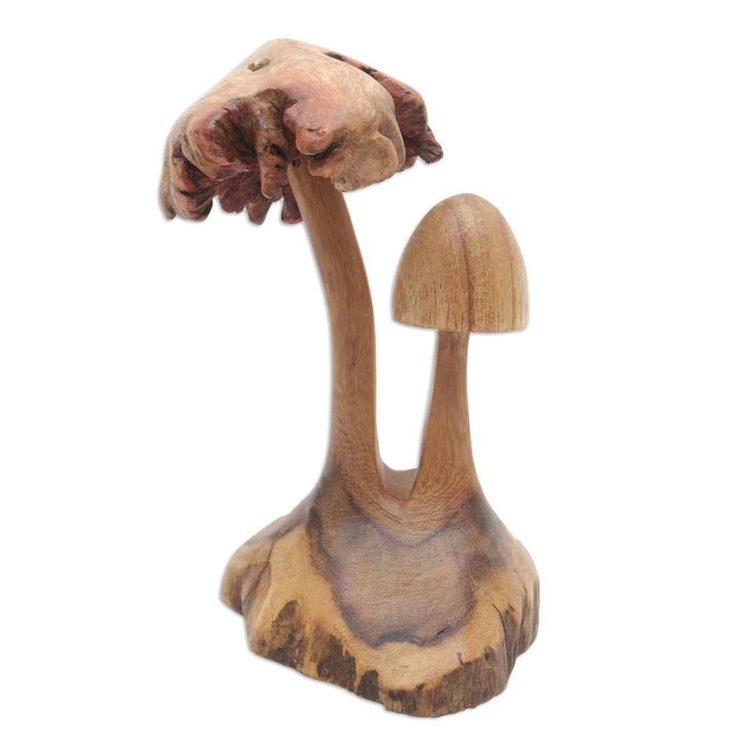 Handmade Mushroom Forest Wood Sculpture Brown Antique - Diamond Home USA
