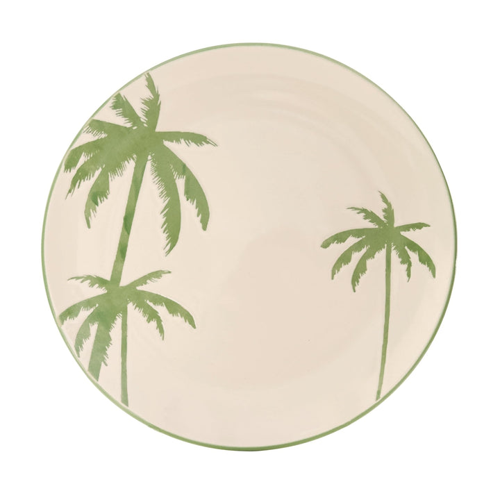Palm Tree 16pc Dinnerware Set Multi Color Coastal Casual Round Ceramic 16 - Diamond Home USA