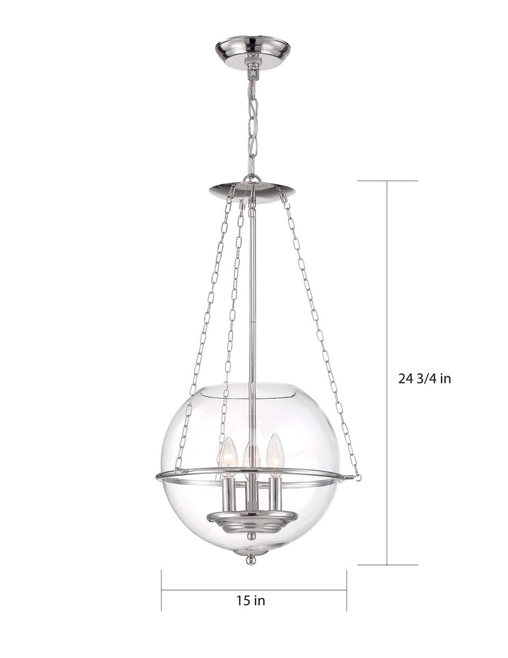 Nuvo 60/6952 Odyssey Pendant Fixture Polished Nickel with Clear Glass 3 Light - Diamond Home USA