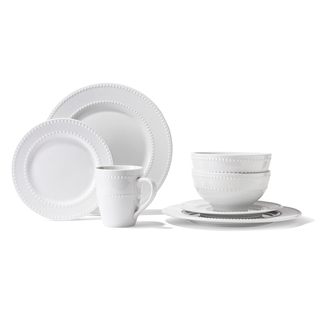 Porcelain 16 Pc Dinner et White olid Casual Round toneware Piece Dishwasher
