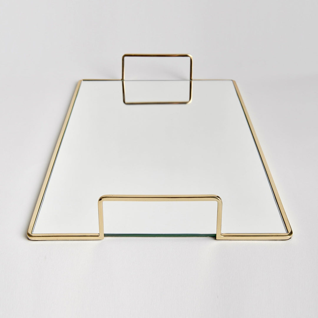 Decorative Tray Large 21"x13.25" Gold Glass Mirrored Finish - Diamond Home USA