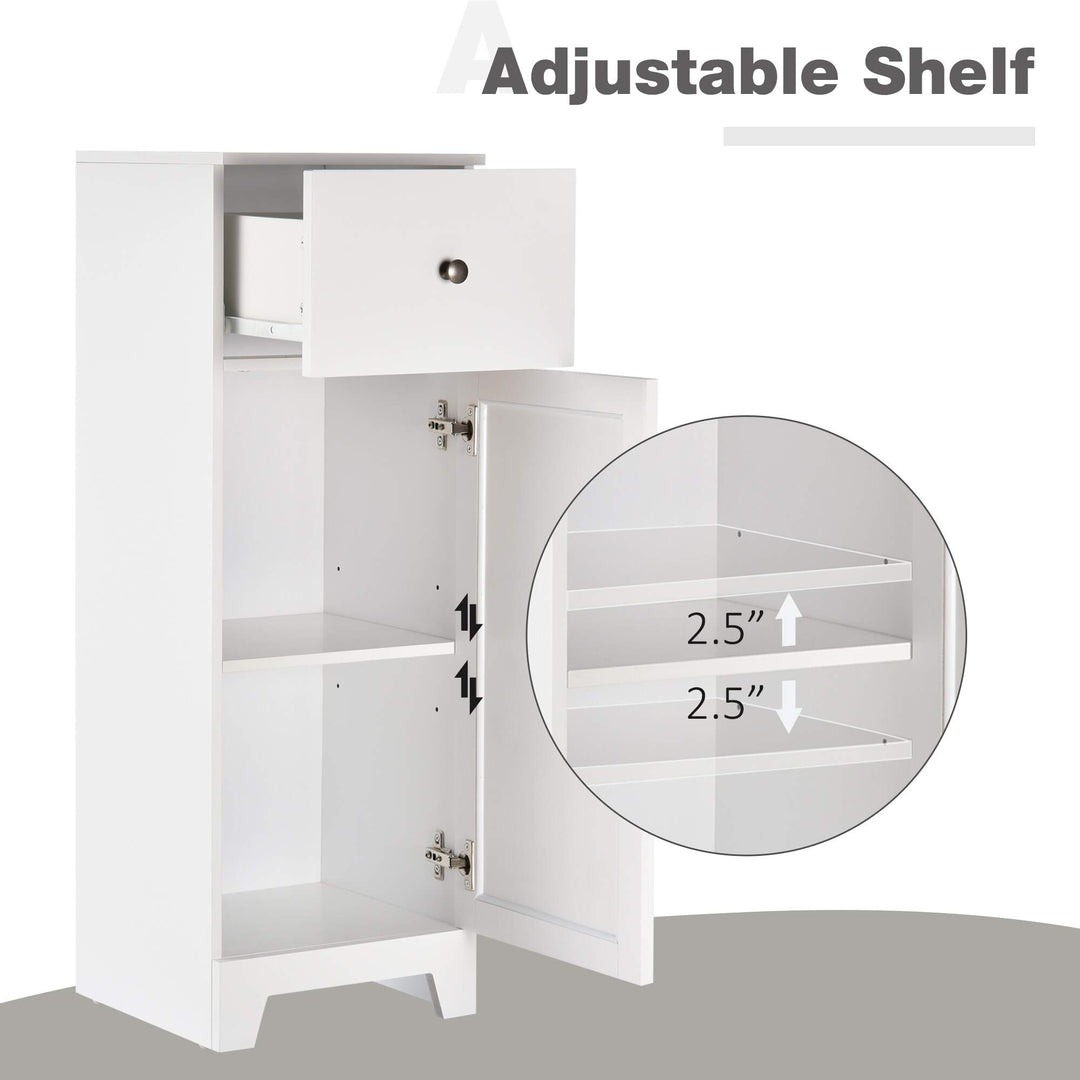 Small Floor Storage Bathroom Cabinet Organizer with 1 Drawer and Interior - Diamond Home USA