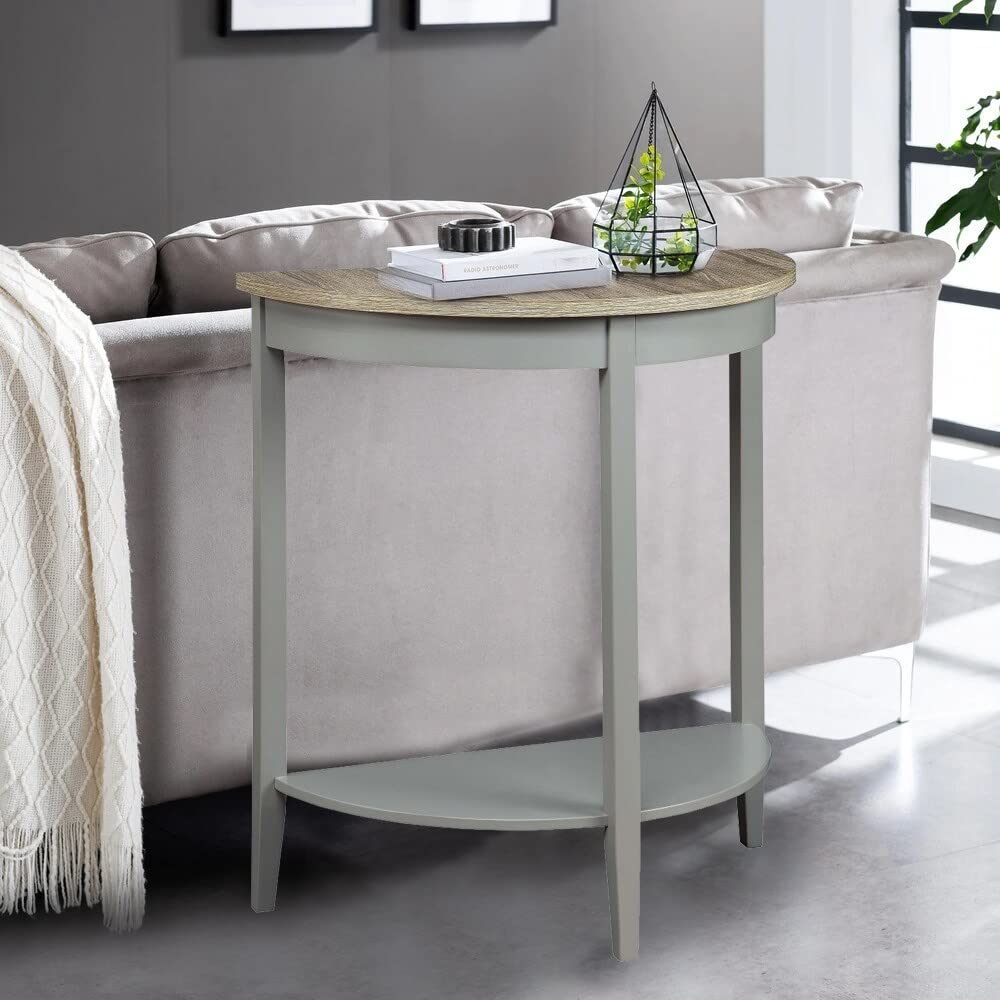 26 in. Gray Half Moon Wood Console Table with Storage Grey Modern Contemporary - Diamond Home USA