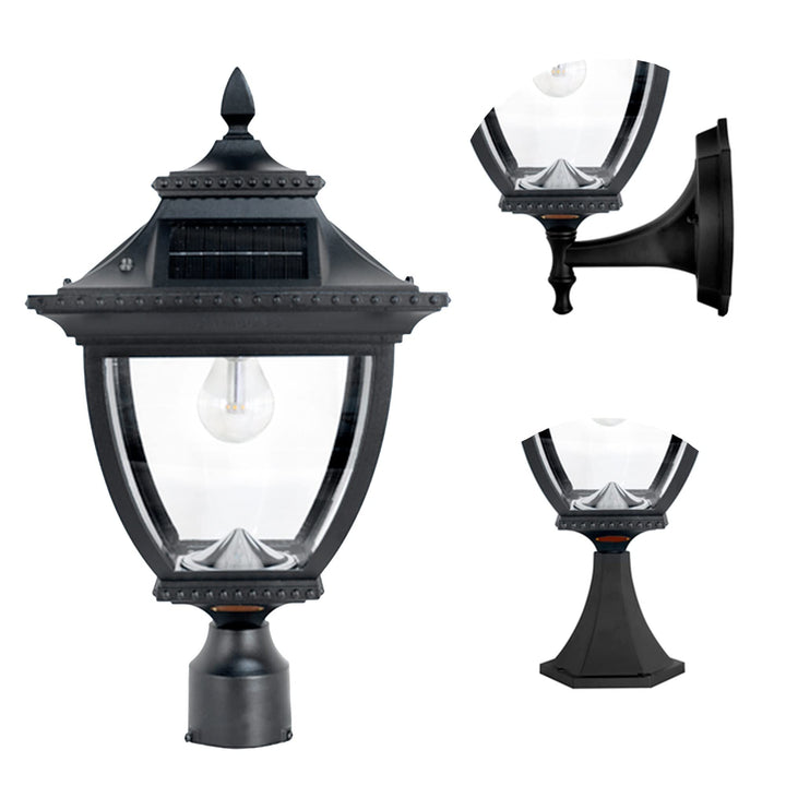 Bulb Solar Lamp Wall/pier/3" Fitter Mount Black