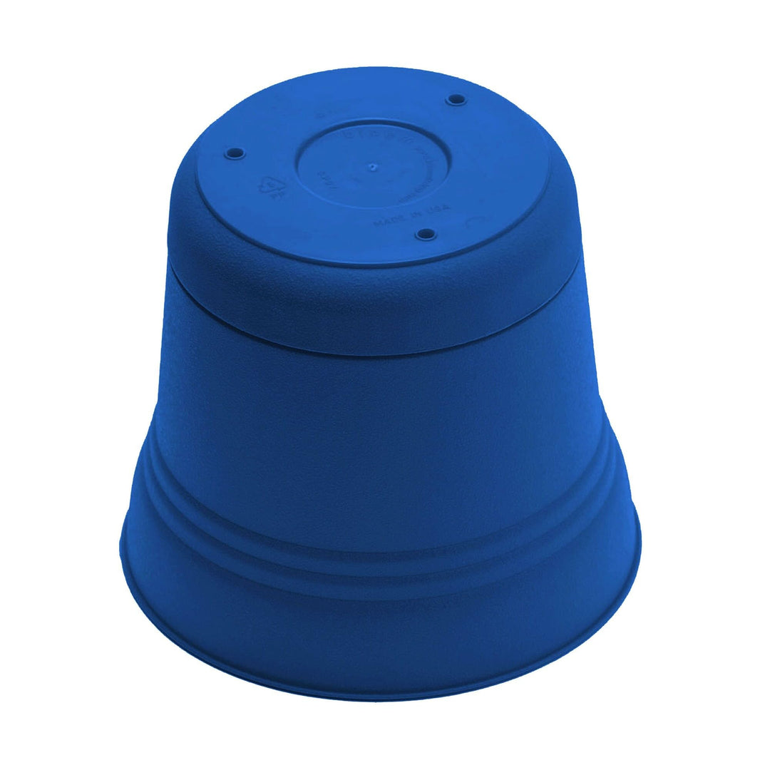 Saturn Round Planter with Saucer Tray: 12" Classic Blue Durable Plastic Pot - Diamond Home USA