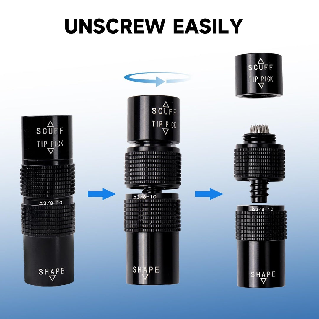 Billiard Pool Cue Stick Tip Scuffer/Shaper/Aerator Tool with 3/8x10 Joint - Diamond Home USA