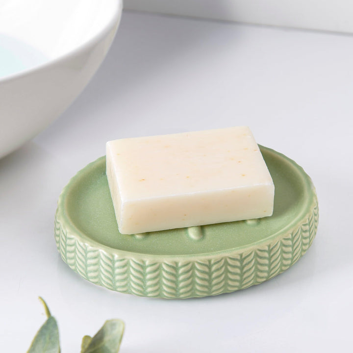 Ceramic Soap Dish Green Textured Cottage - Diamond Home USA