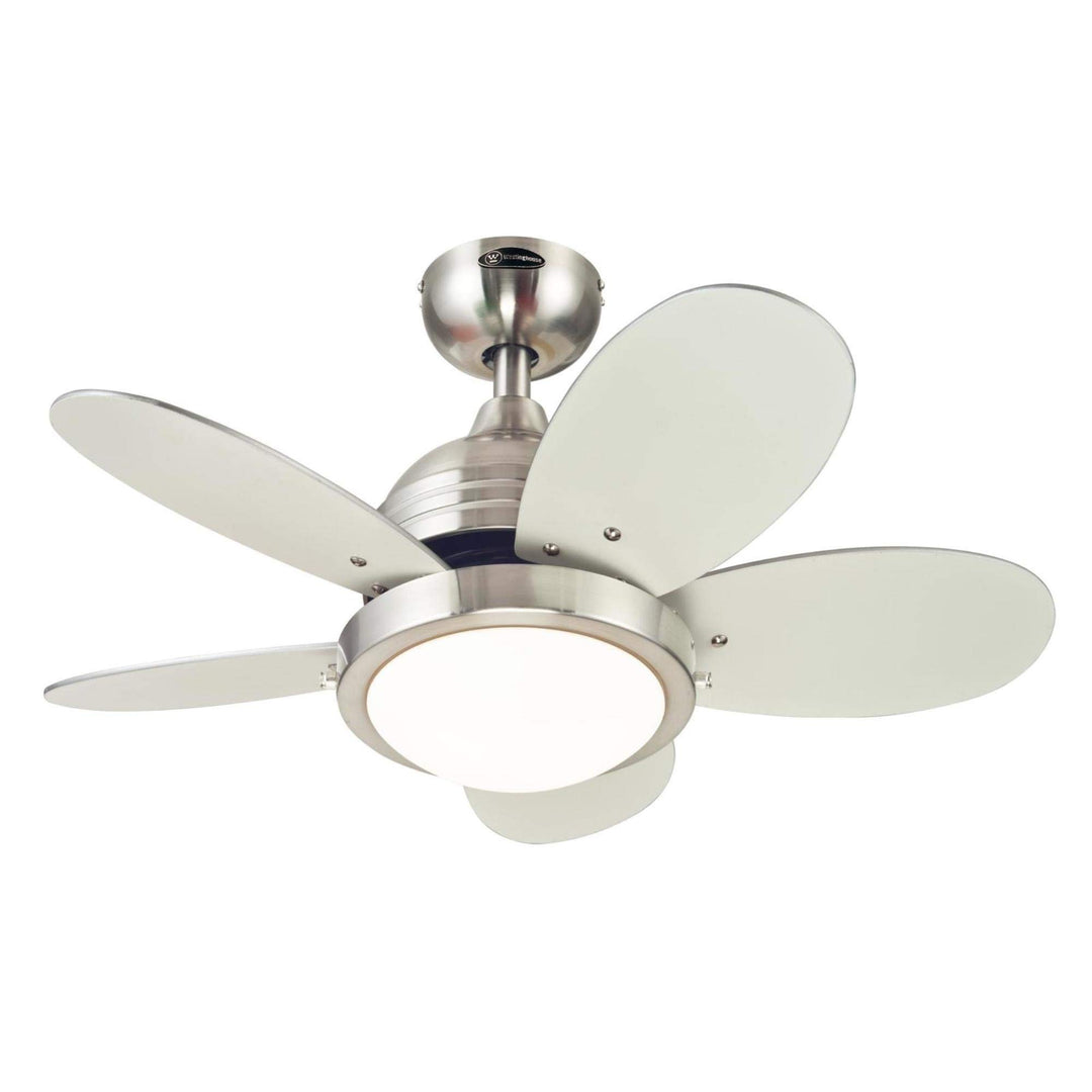 Westinghouse 7223600 Roundabout Indoor Ceiling Fan with Light 30 Inch Brushed - Diamond Home USA