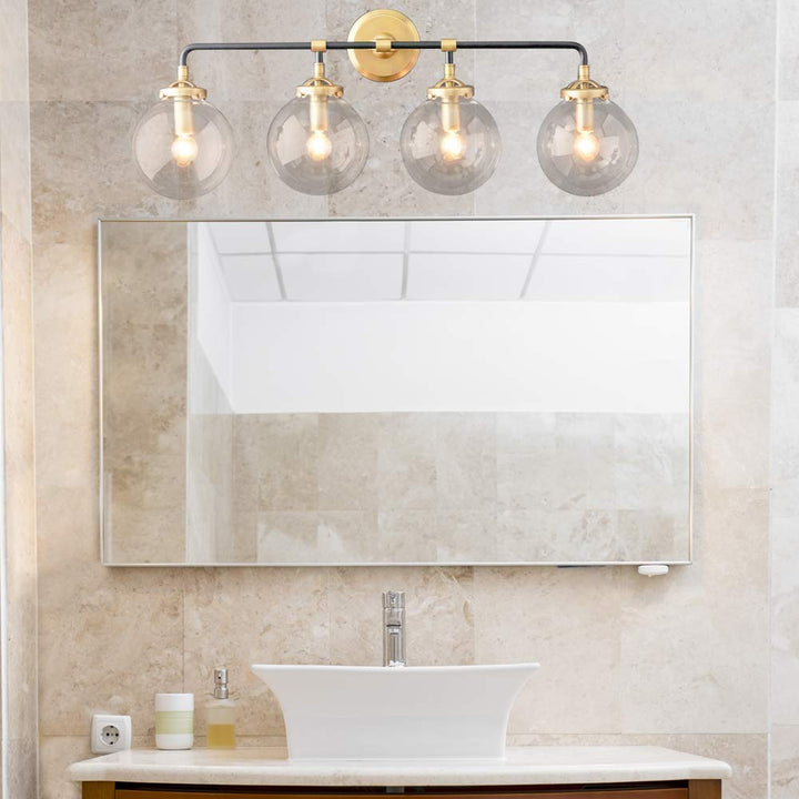 A Touch of Design Globe 4-Light Globe Vanity Sconce - Black and Gold - - Diamond Home USA