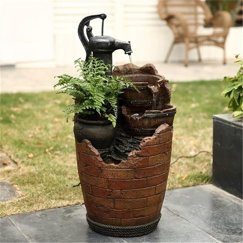 Jeco Glenville Water Pump Cascading Water Fountain Brown/Black - Diamond Home USA