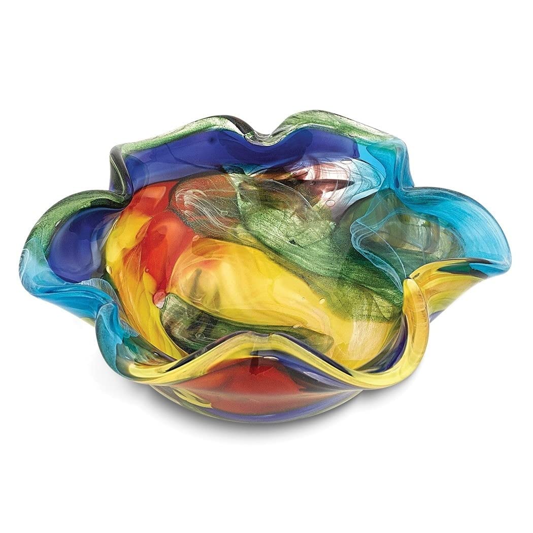 Stormy Rainbow Handcrafted Style Glass Wavy Bowl Multi Color - Diamond Home USA