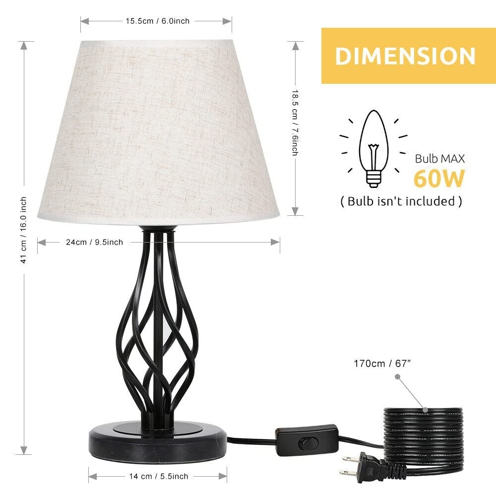 Traditional 5.5" 2-Lights Nightstand Lamp Sets with Marble Base White Industrial - Diamond Home USA