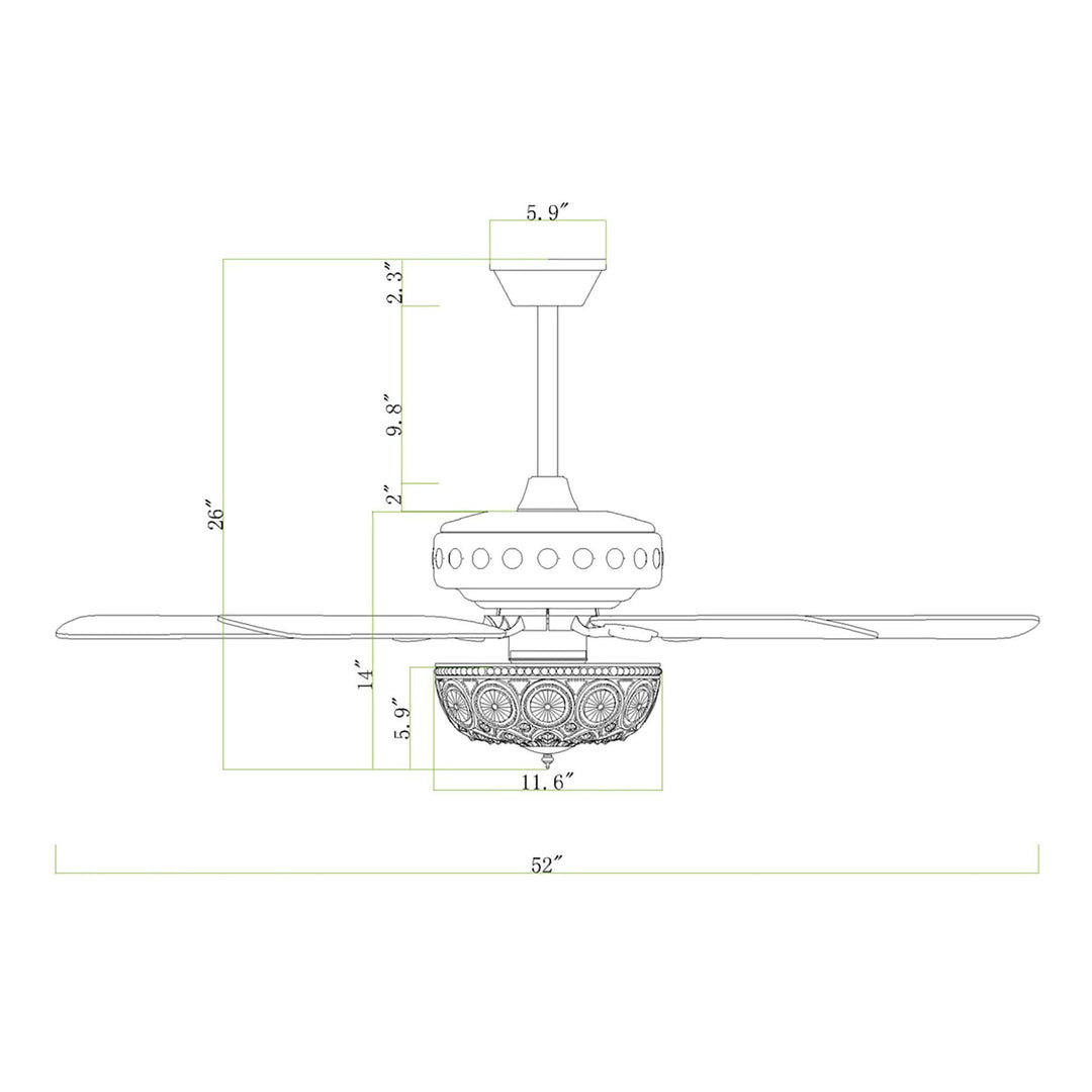 Warehouse of Tiffany's AY09Y09AC Jasiah 52 in. 3-Light Indoor Antique Copper - Diamond Home USA