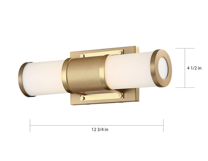 Nuvo 62/1601 Caper LED Vanity Brushed Brass with Frosted Lens Gold - Diamond Home USA