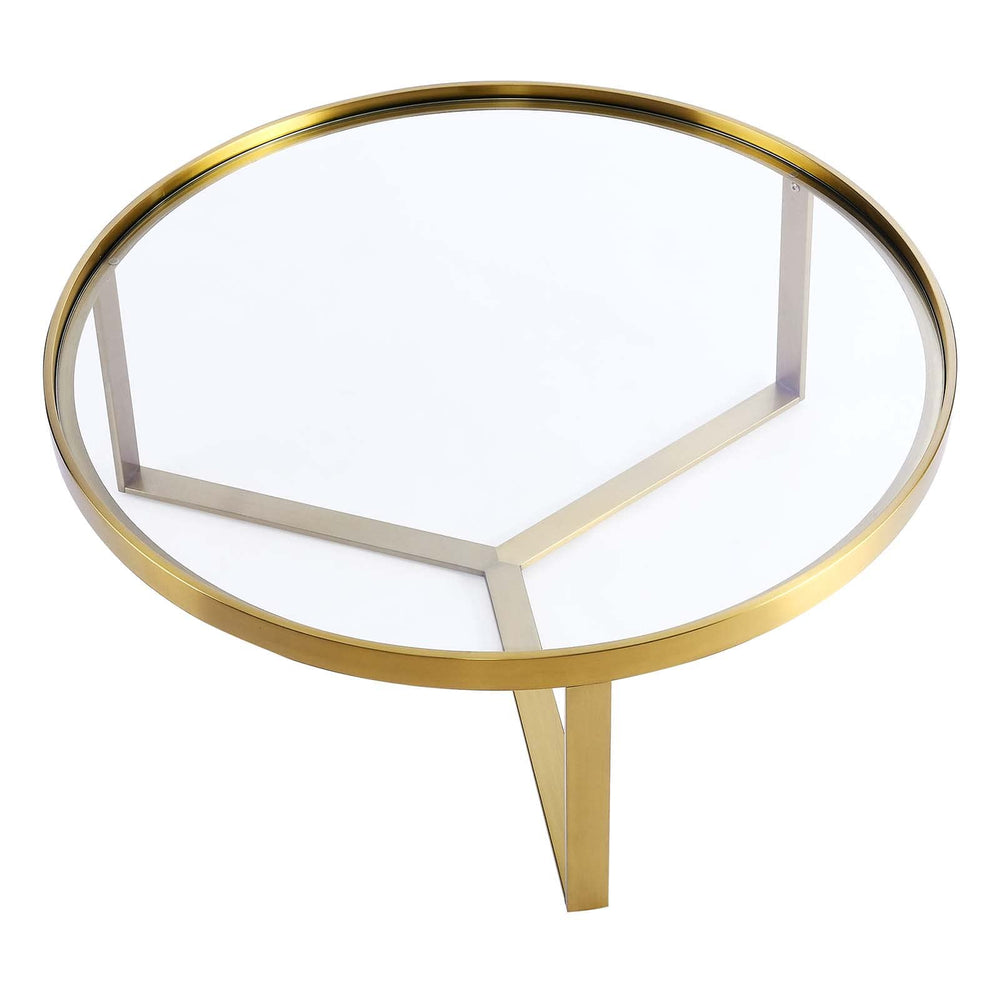 Modway Relay Glass and Metal Accent Side Table Gold 35.5 x 35.5 x 13.5 - Diamond Home USA