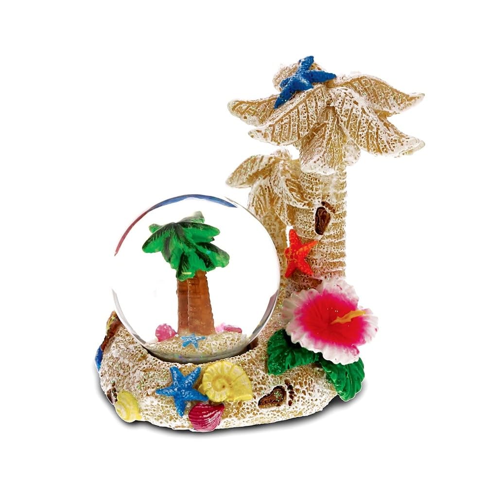 Beach Palm Tree Snow Globe with Sparkling Glitter Multi Color Novelty Glass