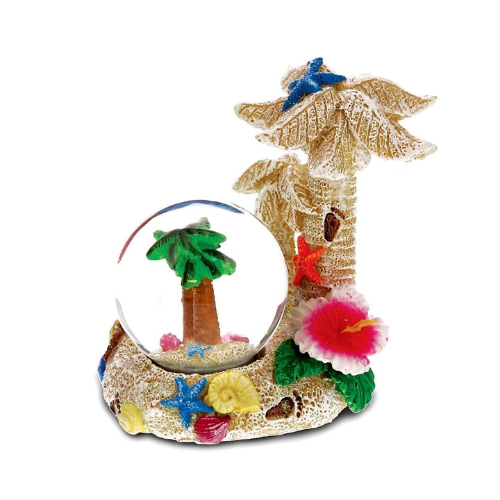 Beach Palm Tree Snow Globe with Sparkling Glitter Multi Color Novelty Glass