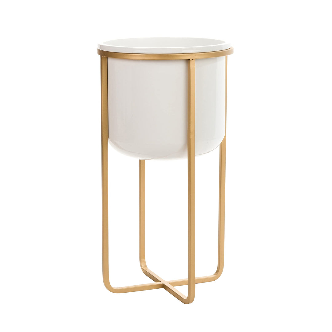 Mid Century Planters (Set of 2) White 23.5" h X 13" w 13" d / 17.5" h w - Diamond Home USA