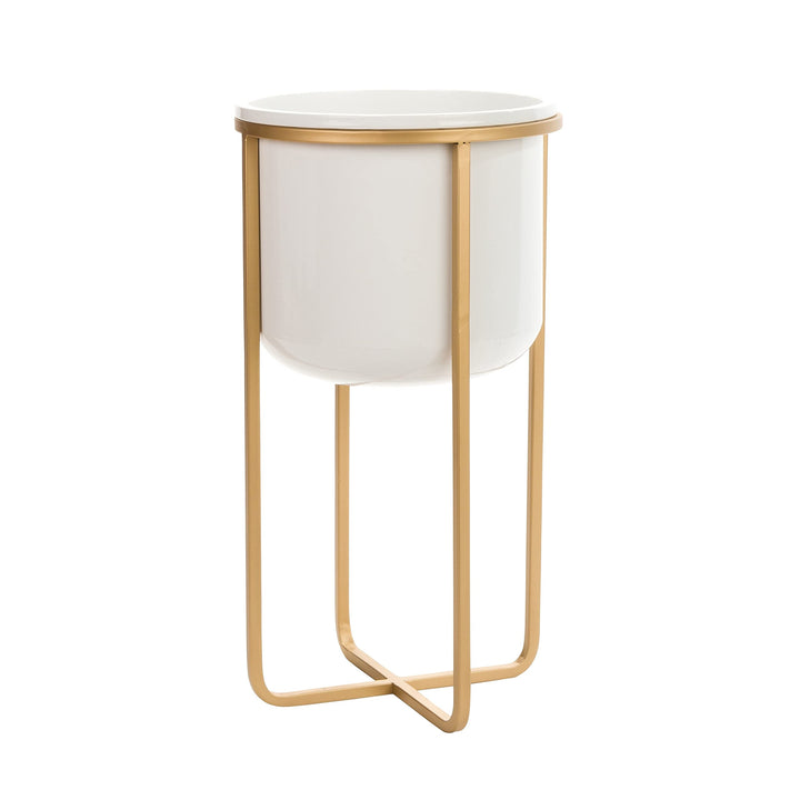 Mid Century Planters (Set of 2) White 23.5" h X 13" w 13" d / 17.5" h w - Diamond Home USA