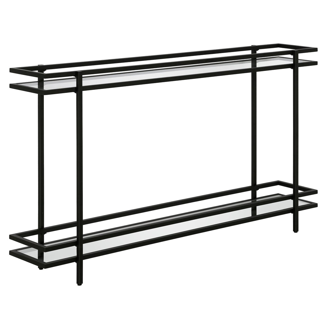 Console Table Black Modern Contemporary Rectangular Metal Painted Shelf Storage Blackened Bronze - Diamond Home USA