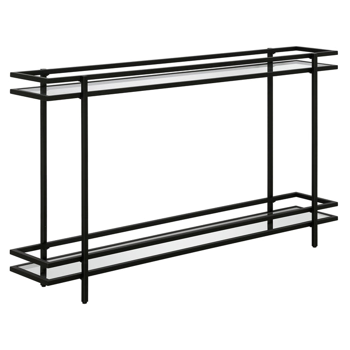 Console Table Black Modern Contemporary Rectangular Metal Painted Shelf Storage Blackened Bronze - Diamond Home USA