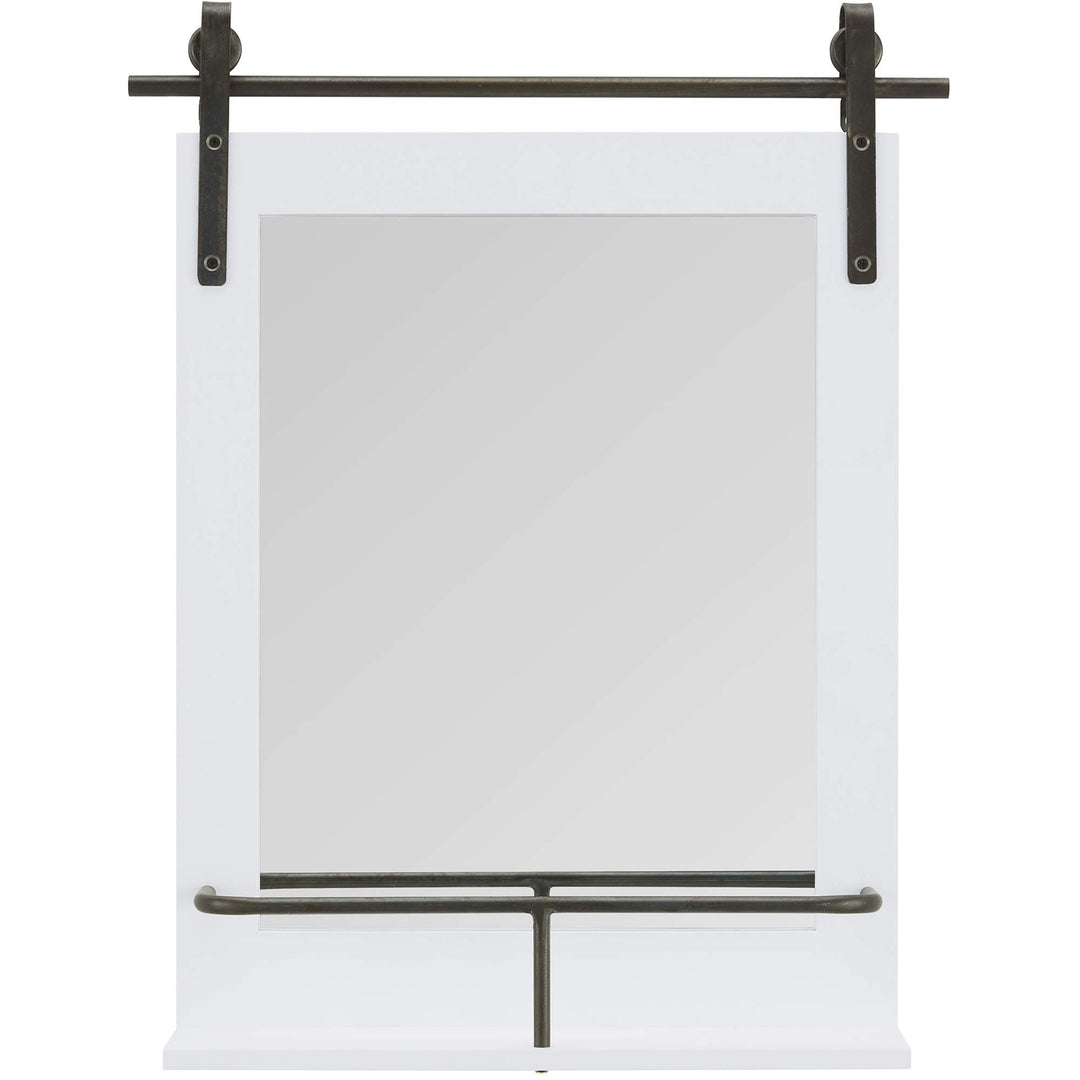 FirsTime & Co. Rustic Ivywood Barn Door Wall Mirror With Shelf Vintage