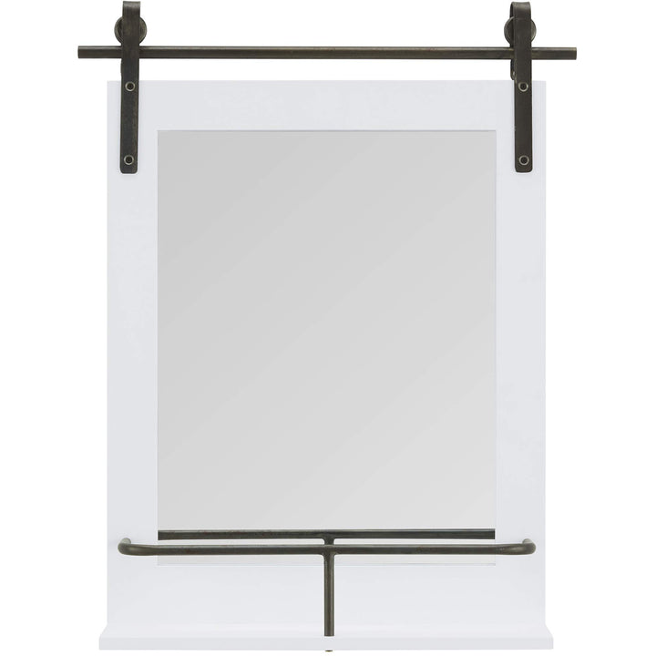 FirsTime & Co. Rustic Ivywood Barn Door Wall Mirror With Shelf Vintage